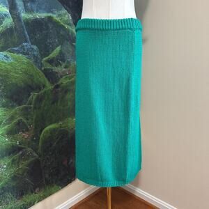 vintage teal knit midi skirt y2k retro made in taiwan